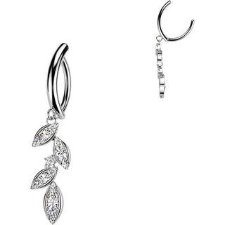 Belly Button Piercing marquise cubic zirconia leaf vine dangle Clicker