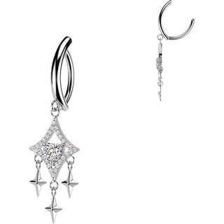 Belly Button Piercing pave cubic zirconia diamond and stars dangle Clicker