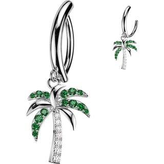 Belly Button Piercing Zirconia Palm Tree Dangle Clicker