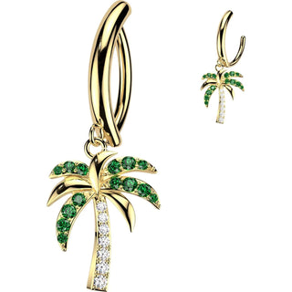 Belly Button Piercing Zirconia Palm Tree Dangle Clicker