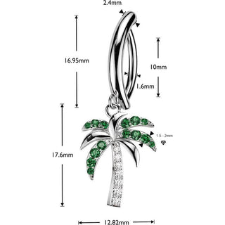 Belly Button Piercing Zirconia Palm Tree Dangle Clicker