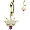 Belly Button Piercing Pavé Zirconia Crown Heart Dangle Clicker