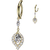 Belly Button Piercing Prong Setting Zirconia Teardrop Dangle Clicker