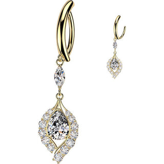 Belly Button Piercing Prong Setting Zirconia Teardrop Dangle Clicker