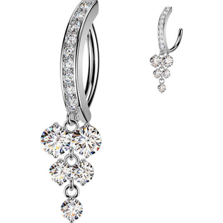 Belly Button Piercing Round Zirconia Vine Dangle Clicker