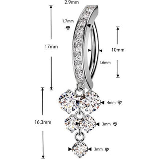 Belly Button Piercing Round Zirconia Vine Dangle Clicker