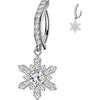 Belly Button Piercing pave cubic zirconia with snowflake dangle Clicker
