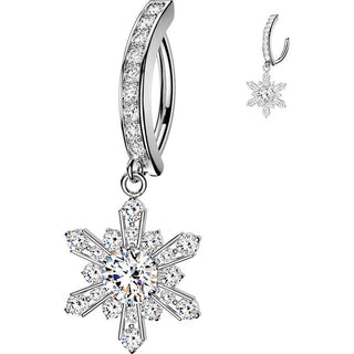 Belly Button Piercing pave cubic zirconia with snowflake dangle Clicker