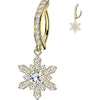 Belly Button Piercing pave cubic zirconia with snowflake dangle Clicker