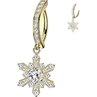 Belly Button Piercing pave cubic zirconia with snowflake dangle Clicker
