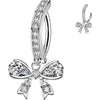 Belly Button Piercing pave cubic zirconia with ribbon dangle Clicker