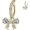 Belly Button Piercing pave cubic zirconia with ribbon dangle Clicker