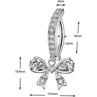 Belly Button Piercing pave cubic zirconia with ribbon dangle Clicker