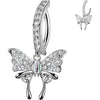 Belly Button Piercing pave cubic zirconia with butterfly dangle Clicker