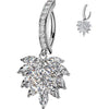 Belly Button Piercing pave cubic zirconia with marquise cluster dangle Clicker