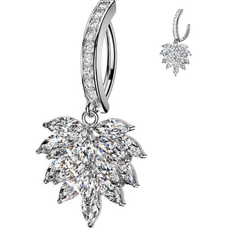 Belly Button Piercing pave cubic zirconia with marquise cluster dangle Clicker