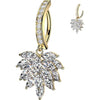 Belly Button Piercing pave cubic zirconia with marquise cluster dangle Clicker