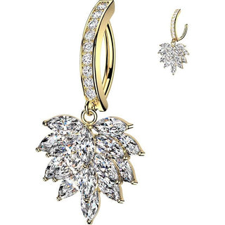 Belly Button Piercing pave cubic zirconia with marquise cluster dangle Clicker