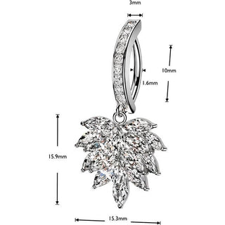 Belly Button Piercing pave cubic zirconia with marquise cluster dangle Clicker