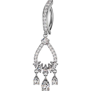 Belly Button Piercing Teardrop Zirconia Chandelier Dangle Clicker