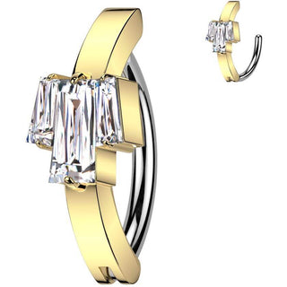 Belly Button Piercing zirconia baguette cut