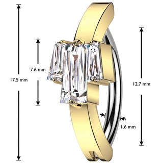 Belly Button Piercing zirconia baguette cut