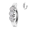 Belly Button Piercing three zirconias bezel setting