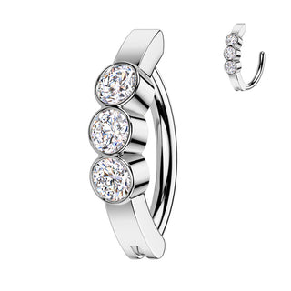 Belly Button Piercing three zirconias bezel setting