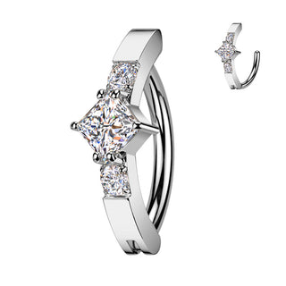 Belly Button Piercing diamond shape zirconia prong setting