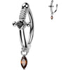 Belly Button Piercing dagger zirconia dangle