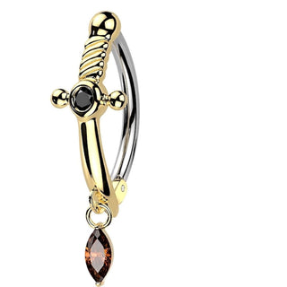 Belly Button Piercing dagger zirconia dangle