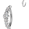 Belly Button Piercing heart and 6 round cubic zirconias Clicker