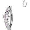 Belly Button Piercing heart and 6 round cubic zirconias Clicker