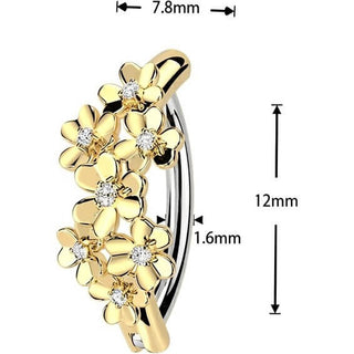 Belly Button Piercing cubic zirconia centered flowers Clicker