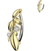Belly Button Piercing leafy vine and 2 cubic zirconias Clicker