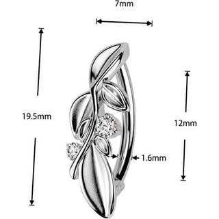 Belly Button Piercing leafy vine and 2 cubic zirconias Clicker
