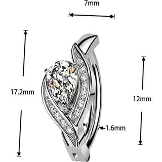 Belly Button Piercing pave cubic zirconia edge and large teardrop Clicker
