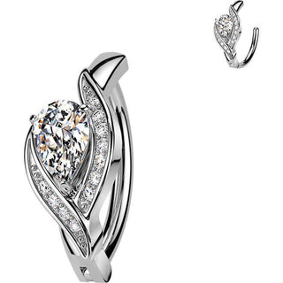 Belly Button Piercing pave cubic zirconia edge and large teardrop Clicker