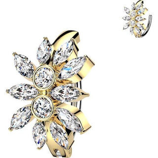 Belly Button Piercing marquise cubic zirconia cluster Clicker