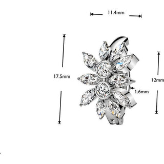 Belly Button Piercing marquise cubic zirconia cluster Clicker