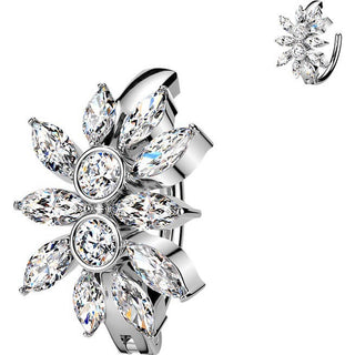 Belly Button Piercing marquise cubic zirconia cluster Clicker