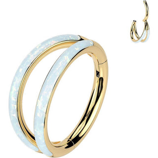 Titanium Ring Double Row Opal Clicker