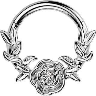 Titanium Ring Rose and Vines zirconia Segment