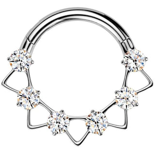 Titanium Ring triangles zirconias Segment