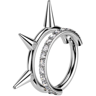 Titanium Ring double hoop spikes zirconia Segment