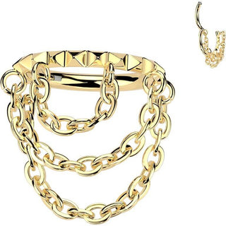 Titanium Ring triple chain dangle Segment