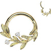 Titanium Ring olive leaf cubic zirconia Clicker