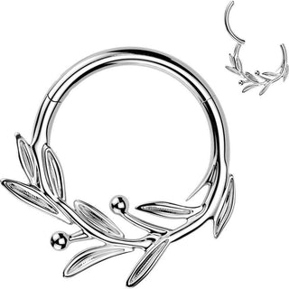 Titanium Ring olive leaf branch Segment