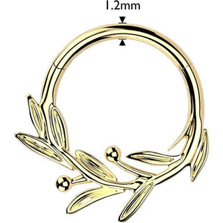 Titanium Ring olive leaf branch Segment