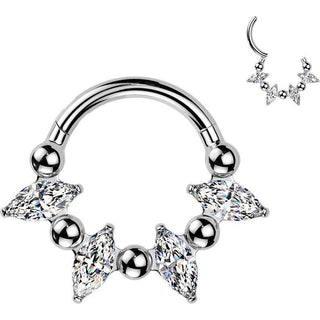 Titanium Ring zirconia marquise cut balls Clicker